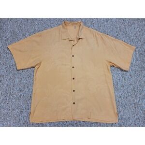 Tommy Bahama Shirt Mens XL Orange Button Up Silk Lightweight Beach Camp Hawaiian